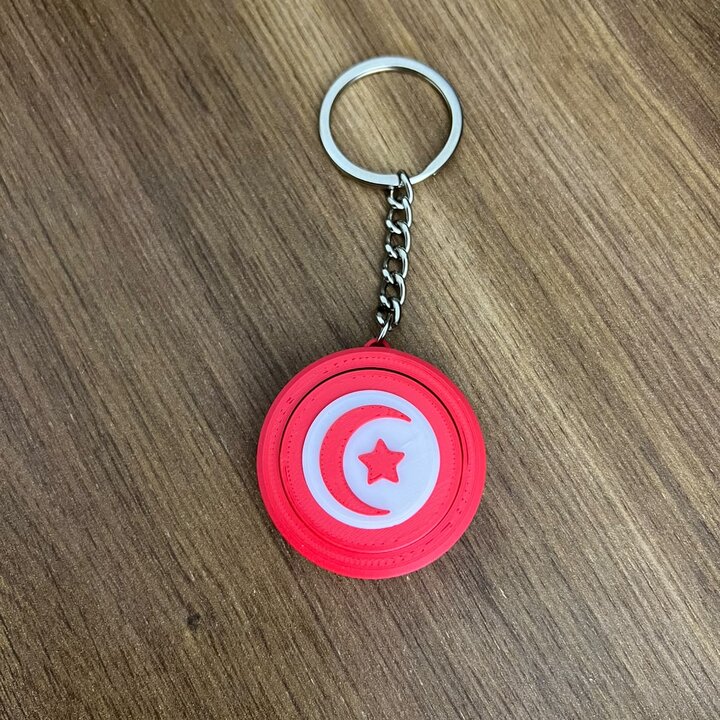 Porte-clés drapeau tunisien rotatif