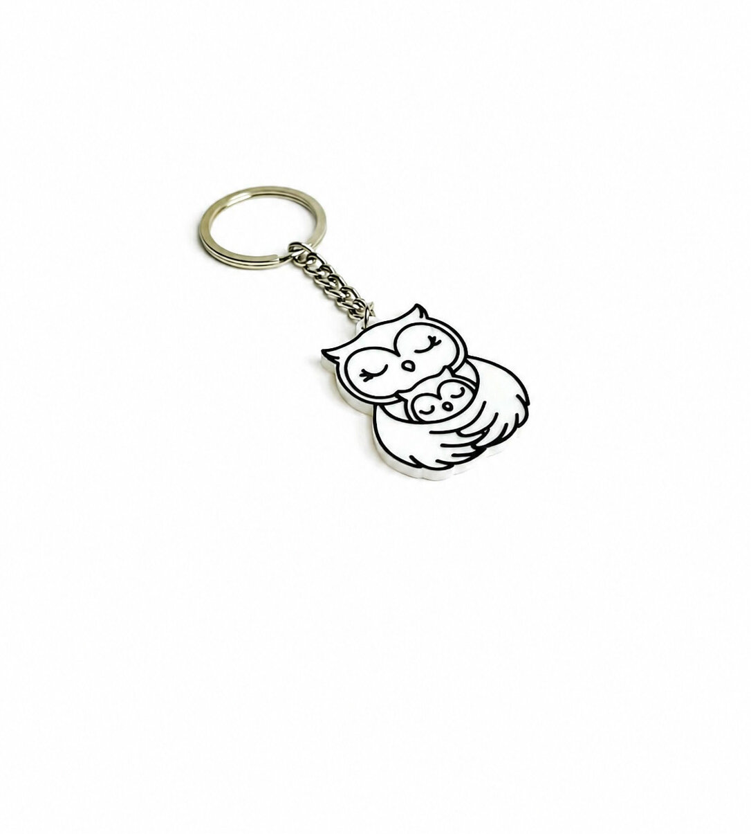 Porte-clés Petit hibou - Blanc / Noir